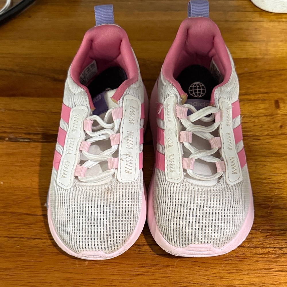 adidas Kids White & Pink Athletic Sneakers